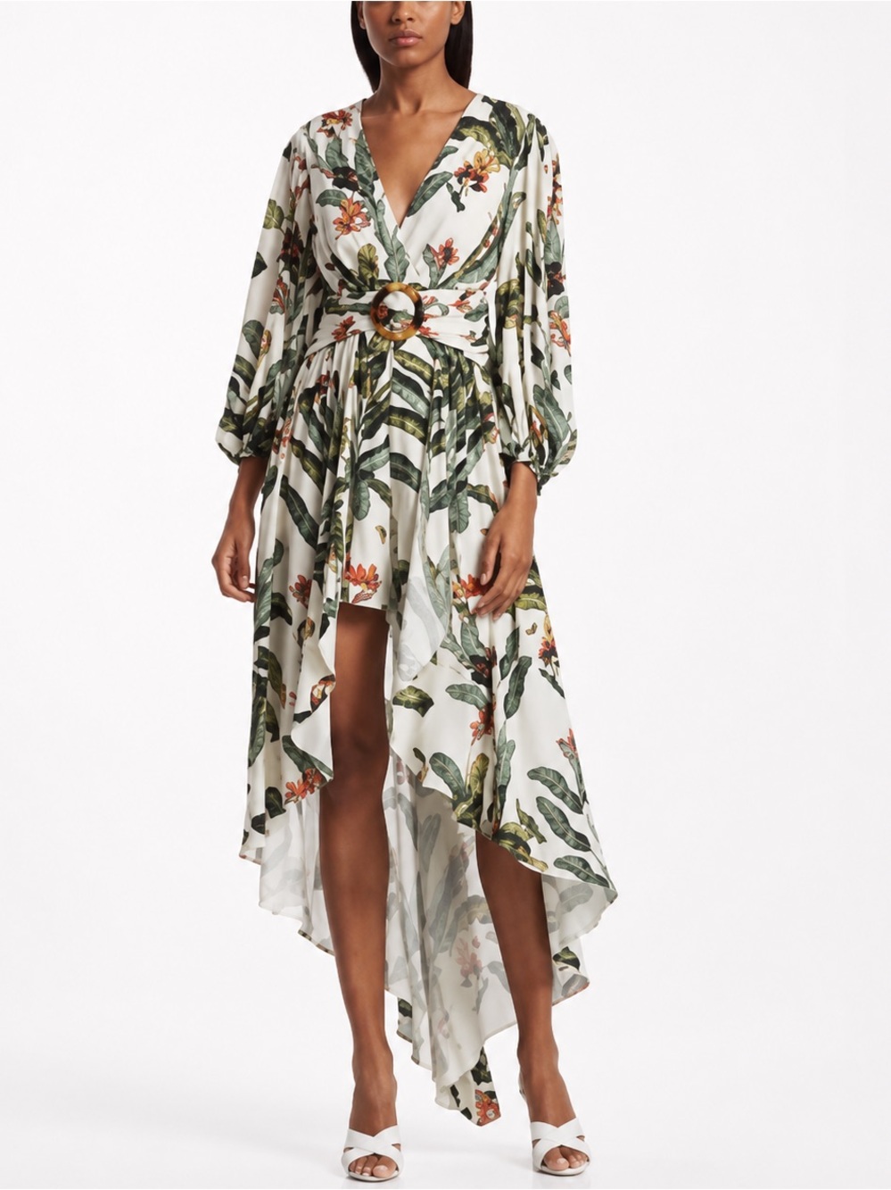 PatBO Tropical Print High-Low Romper Dress Size 8
